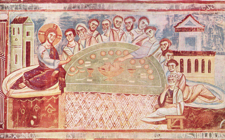 'La Última Cena'. Sant' Angelo in Formis. Campania, Italia (siglo XI)