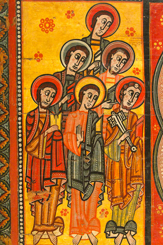 'San Pedro y un grupo de Apóstoles'. Frontal del Apostolado (Cataluña, siglo XII)