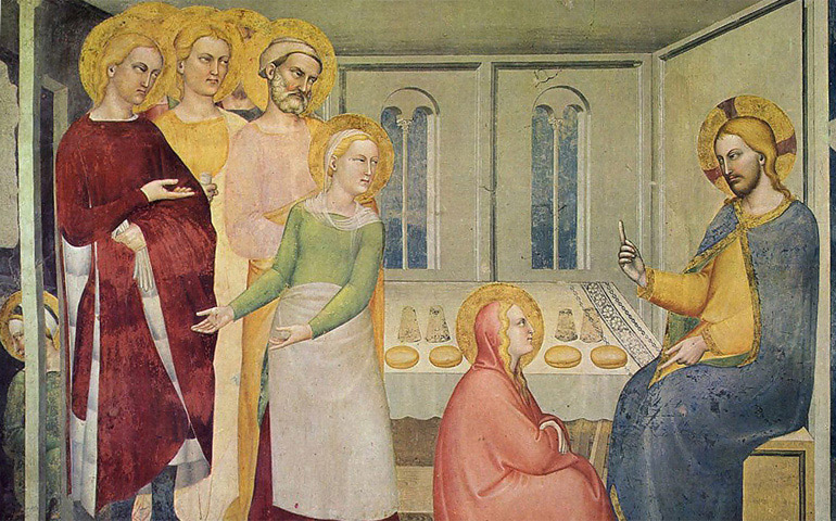 'Cristo con Lázaro, Marta y María, la familia de Bretania'. Giotto