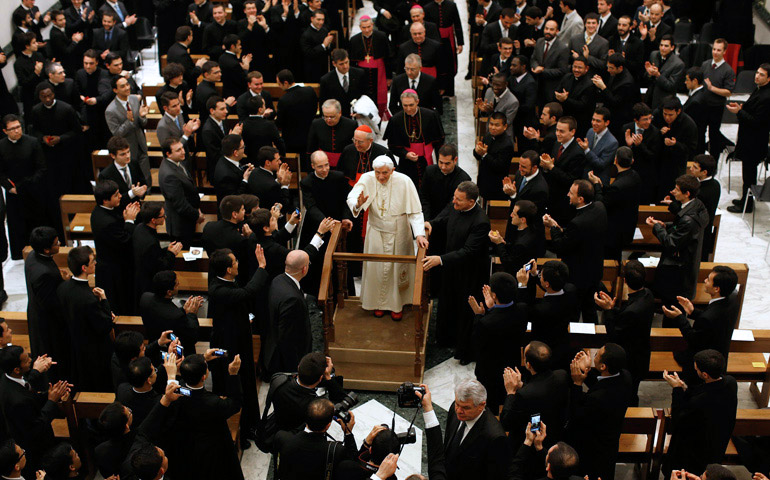 El Papa, el pasado 8 de febrero, con los seminaristas de Roma