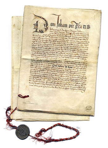Versión portuguesa del 'Tratado de Tordesillas', 1494. Archivo General de Indias, Sevilla