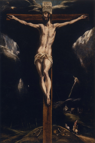 Jesús muere en la cruz. Cristo crucificado, del Greco. Museo de Los Ángeles