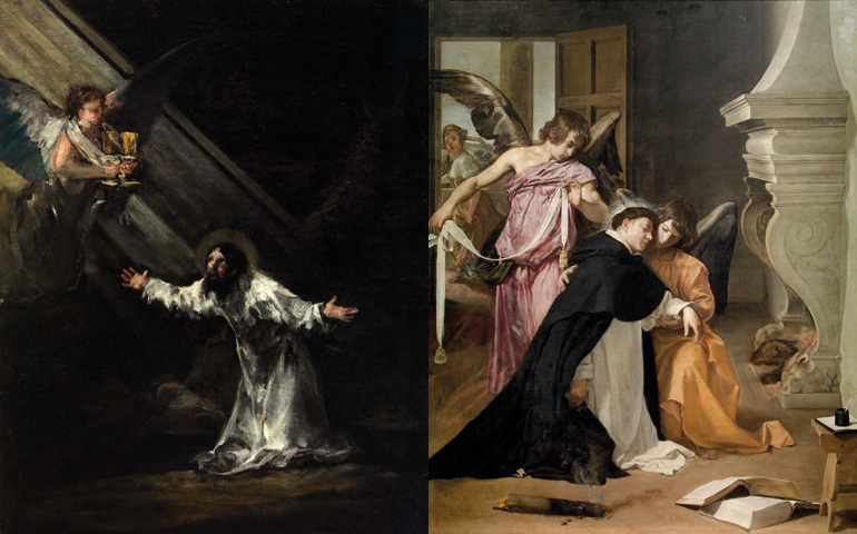 'Oración en el huerto', de Goya (1819). A la derecha: 'Tentación de santo Tomás', de Velázquez (1632). Museo diocesano de Orihuela