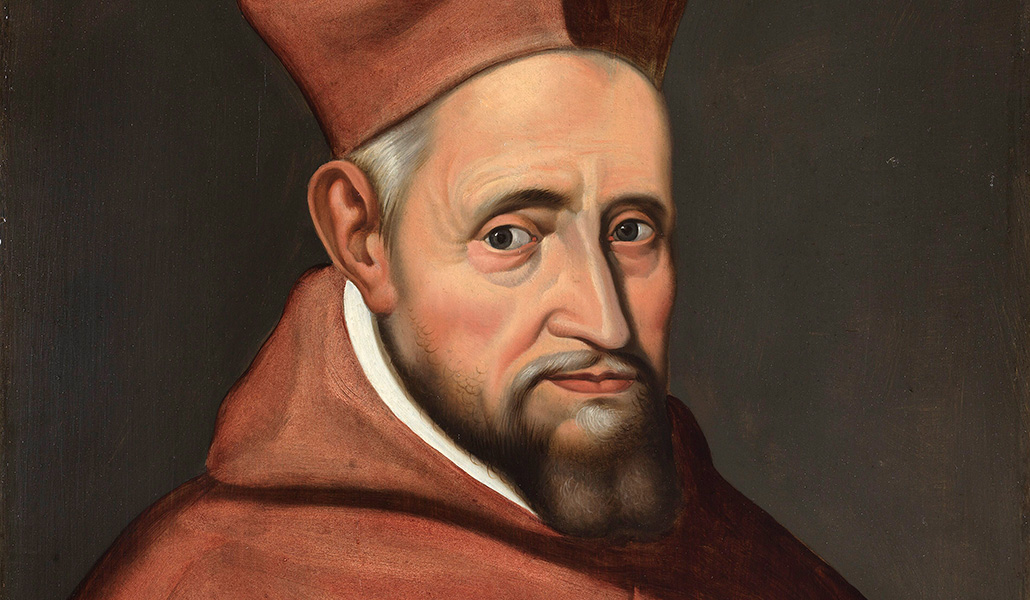 Detalle del retrato del cardenal Belarmino, de artista desconocido.