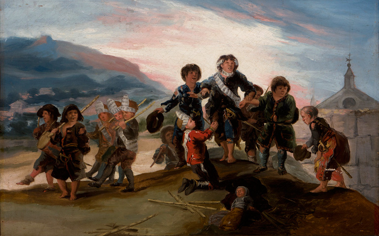 'Niños jugando a soldados'. Francisco de Goya, hacia 1785-1786
