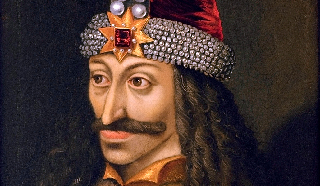 Retrato de Vlad III en la Cámara de Arte y Curiosidades del Palacio de Ambras (pintura al óleo, c. 1560). Copia de un original hecho en vida del príncipe