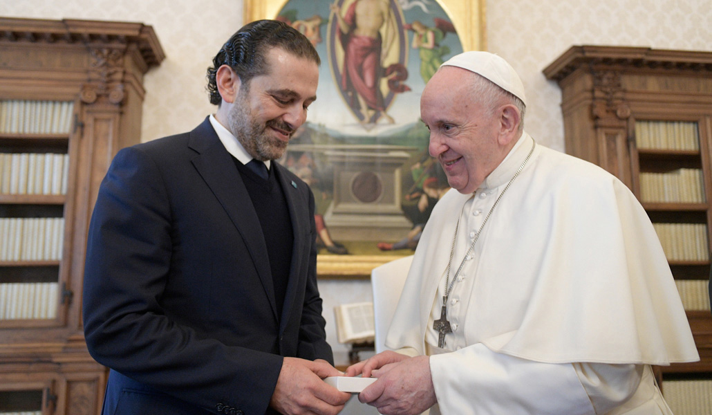 Papa con primer ministro del Líbano