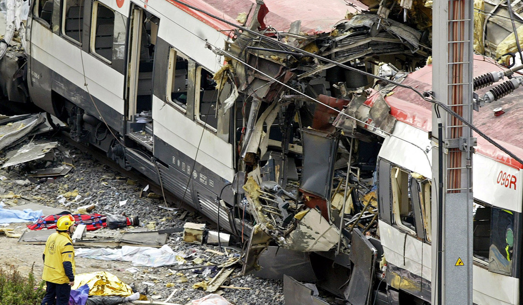 Uno de los trenes de Atocha en los que estallaron las bombas del 11 de marzo de 2004