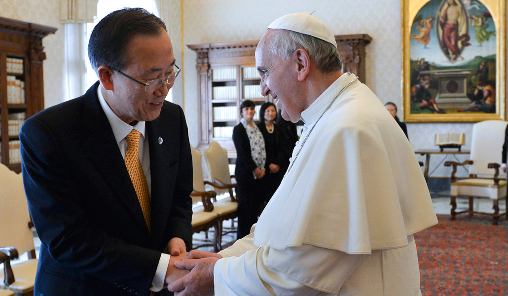 Ban Ki-moon en audiencia con el Papa Francisco