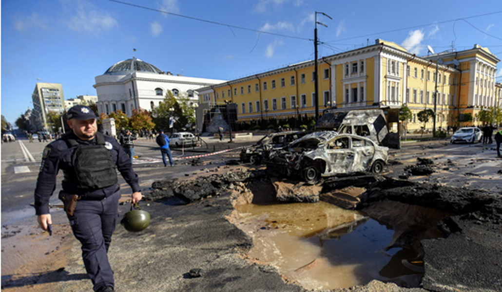 Bombardeo en Kiev (Ucrania)
