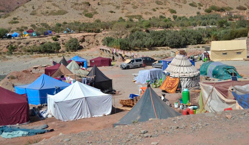 Campamento daminificados por el terremoto de Marruecos