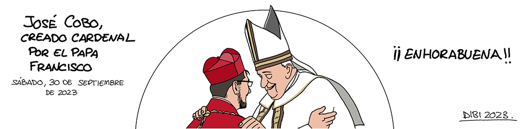 Viñeta de DIBI sobre José Cobo al ser nombrado cardenal por el Papa Francisco