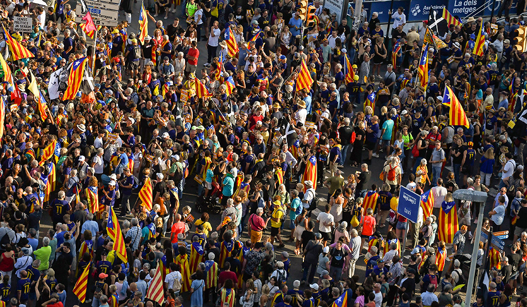 Banderas independentistas en una manifestación en Cataluña