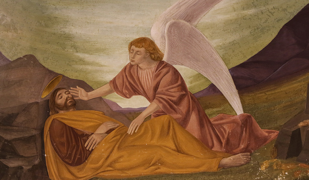 'Sueño de José'. Fresco en la iglesia de San José de Nazaret