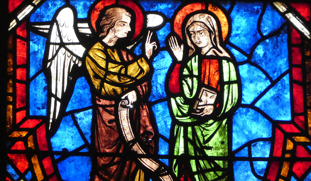 'Anunciación'. Vidriera en la catedral de san Gaciano, Tours, (Francia)