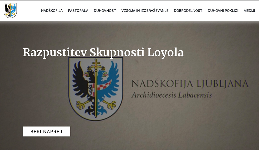 Aviso en la web de la archidiócesis de Liubliana de la decisión del Vaticano de suprimir la Comunidad de Loyola