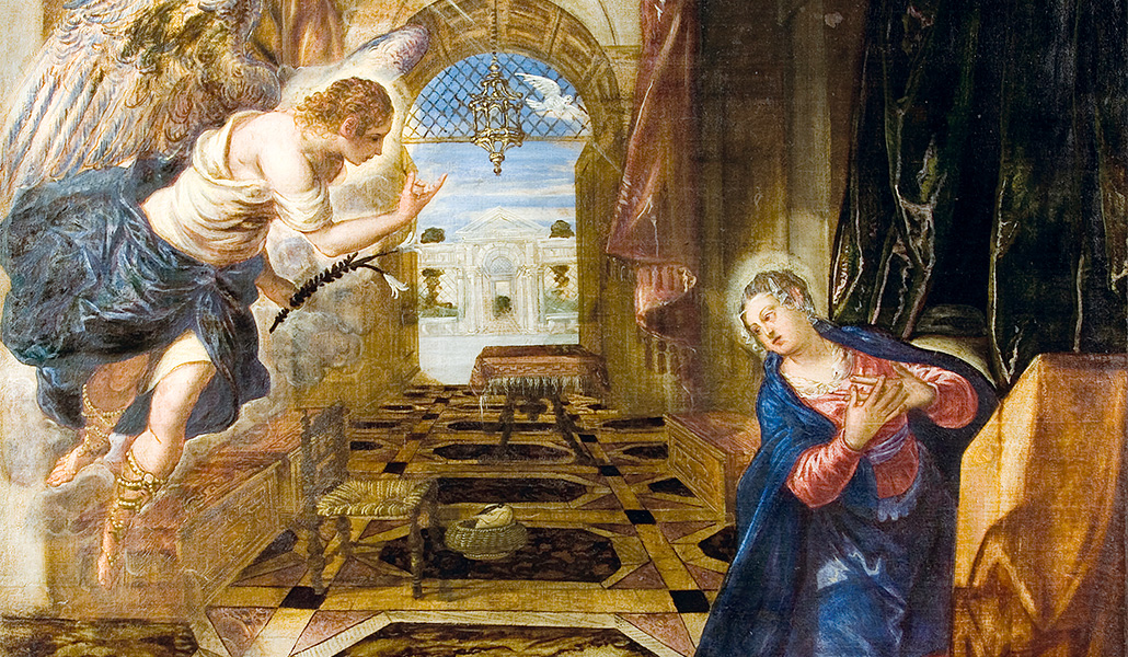 'Anunciación' de Jacopo Robusti Tintoretto. Museo Nacional de Arte de Rumanía, en Bucarest