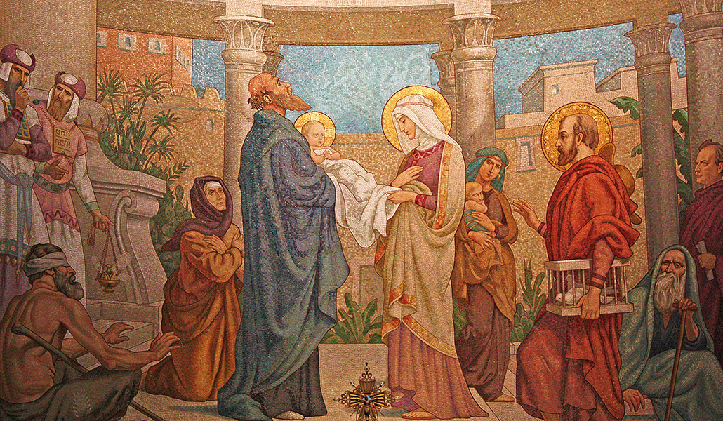 'Nunc dimittis'. Mosaico en la basílica del Rosario de Lourdes, Francia