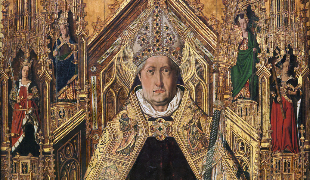 Detalle de 'Santo Domingo de Silos entronizado como obispo' de Bartolomé Bermejo. Museo Nacional del Prado