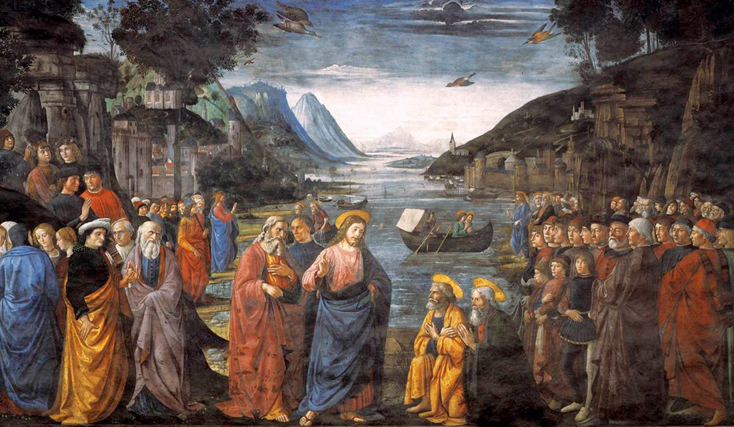 'La llamada de los apóstoles'. Domenico Ghirlandaio, Capilla Sixtina, Vaticano