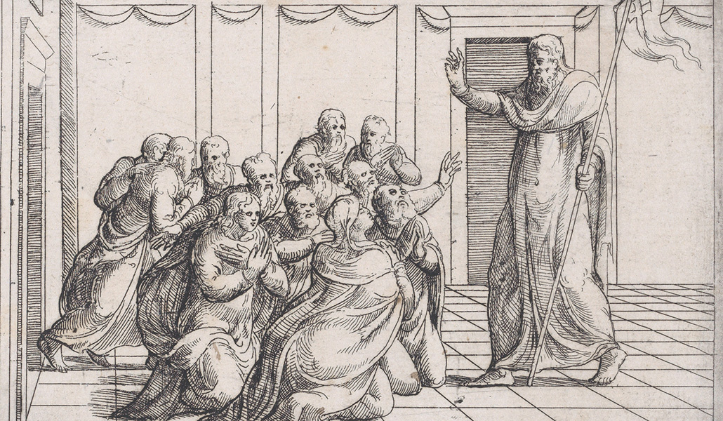 Cristo Resucitado se aparece a los discípulos. Augustin Hirschvogel. Metropolitan Museum of Art, Nueva York