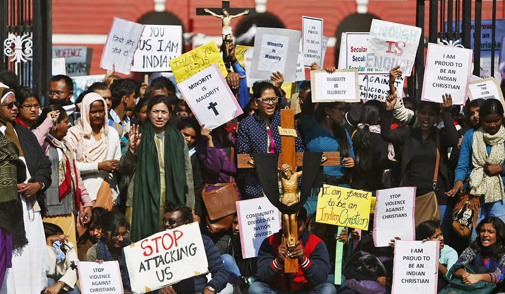 Protesta contra la persecución a los cristianos en la India