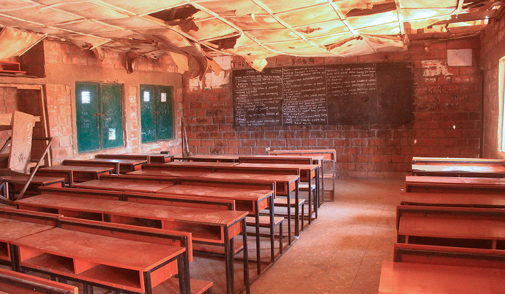 Vista general de un aula de la escuela Kuriga en Kuririga , donde más de 250 alumnos fueron secuestrados por hombres armados