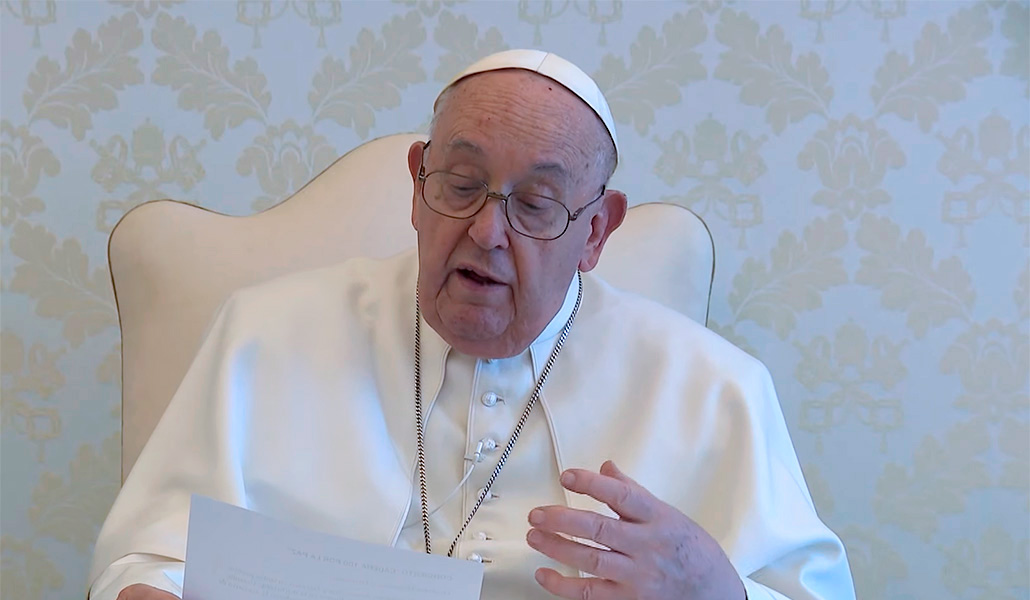 El Papa Francisco durante el videomensaje