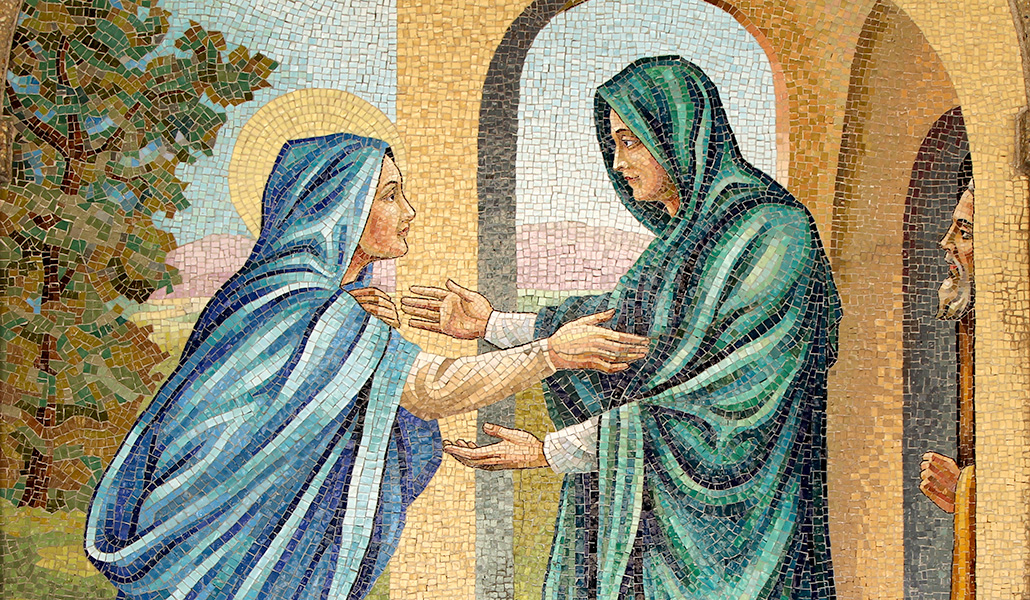 'Visitación'. Mosaico del Claustro del Rosario del Monasterio Franciscano, en Washington D. C. (Estados Unidos)