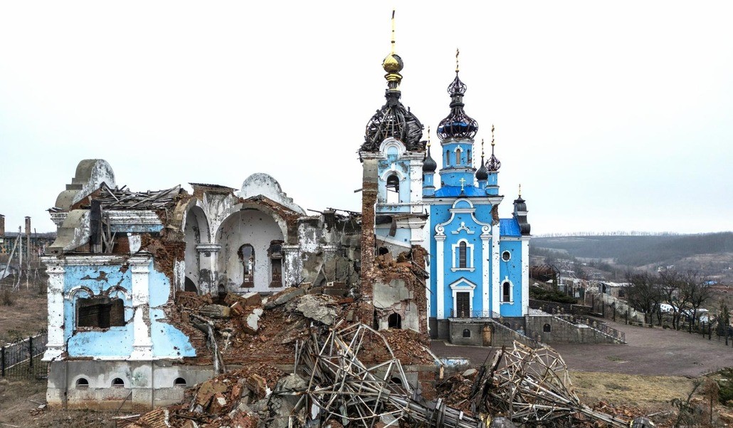 Iglesia destruida por Rusia en el Donetsk