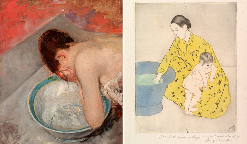 'Mujer en su baño'. Colección privada. A la derecha: 'El baño'. Art Institute de Chicago; colección Sr. y Sra. Martin A. Ryerson, 1932.1287