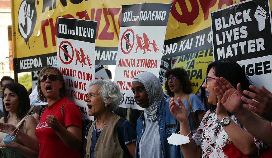Manifestación contra la política migratoria de la UE, en 2023 en Grecia