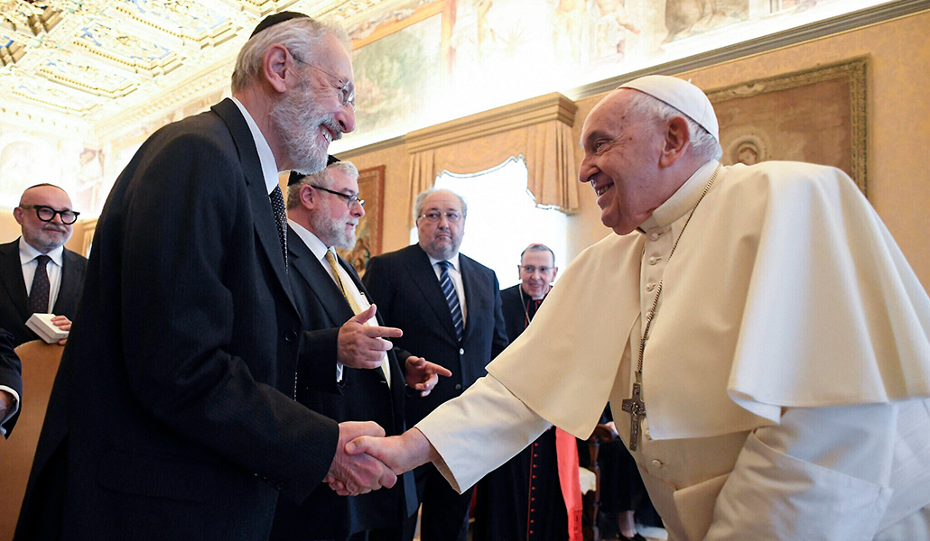 Francisco con Riccardo Di Segni, el rabino jefe de Roma, el pasado 6 de noviembre