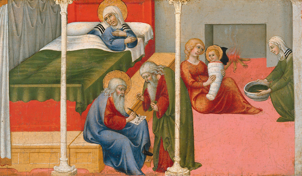 'Nacimiento y nombre de san Juan Bautista'. Sano di Pietro. Metropolitan Musem of Art de Nueva York