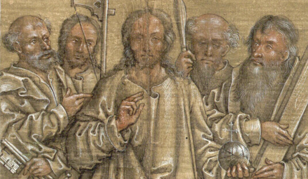 'Cuatro apóstoles con Cristo'. Bernhard Strigel. Albertina, Austria