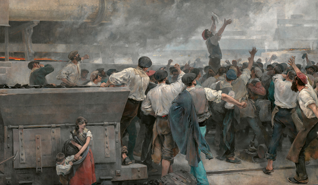 'Una huelga de obreros en Vizcaya'. Vicente Cutanda y Toraya. 1892. Museo Nacional del Prado