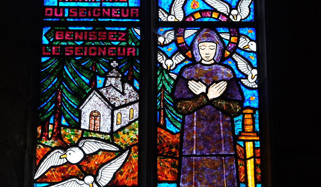 San Helerio. Vidriera en la iglesia homónima en Beuzeville (Francia)