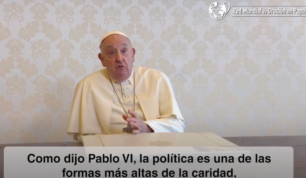 Captura del vídeo del Papa del mes de agosto de 2024, dirigido al mundo de la política