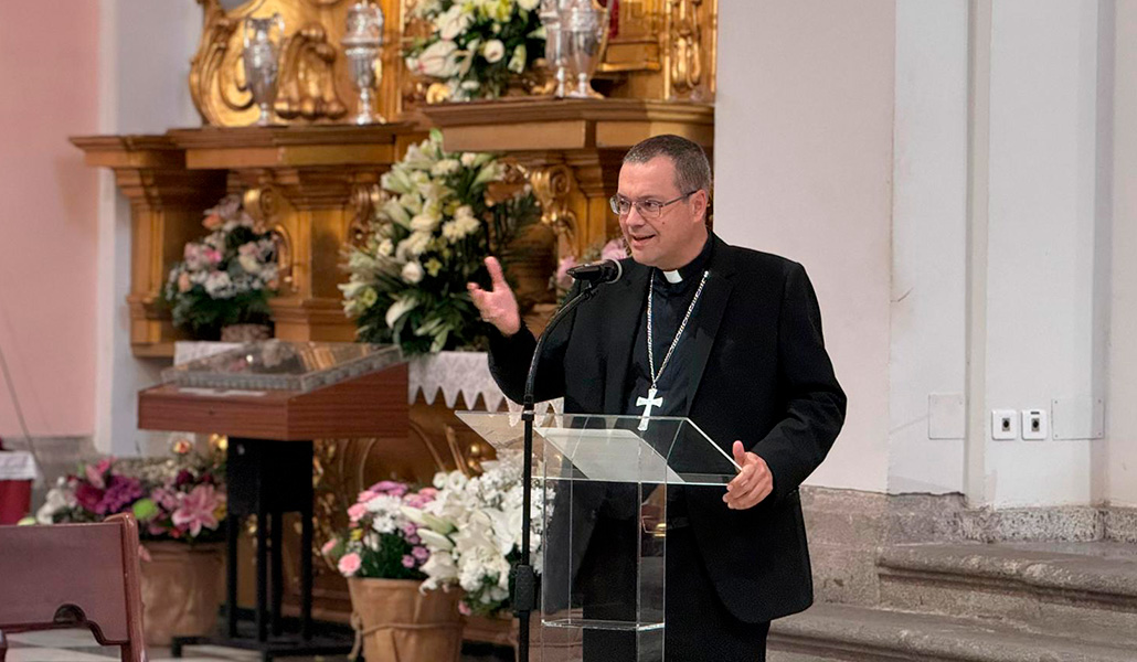 El obispo auxiliar de Madrid, Jesús Vidal, durante la presentación de la restauración