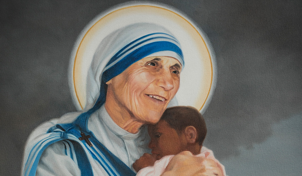 Detalle del cuadro 'Santa Teresa de Calcuta', en la Catedral Metropolitana de Guatemala