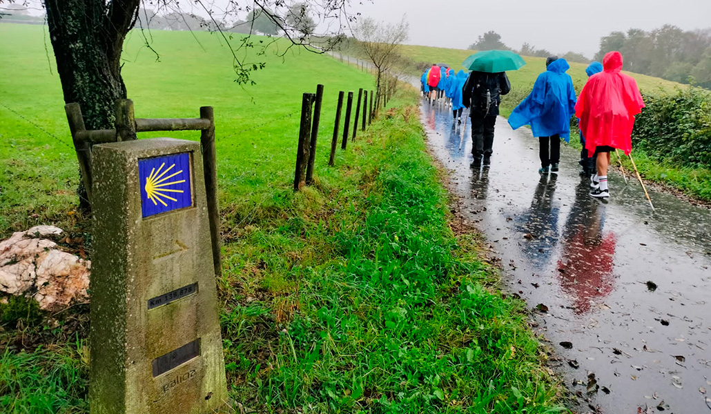 El grupo del centro penitenciario de Teixeiro durante un trayecto del Camino de Santiago