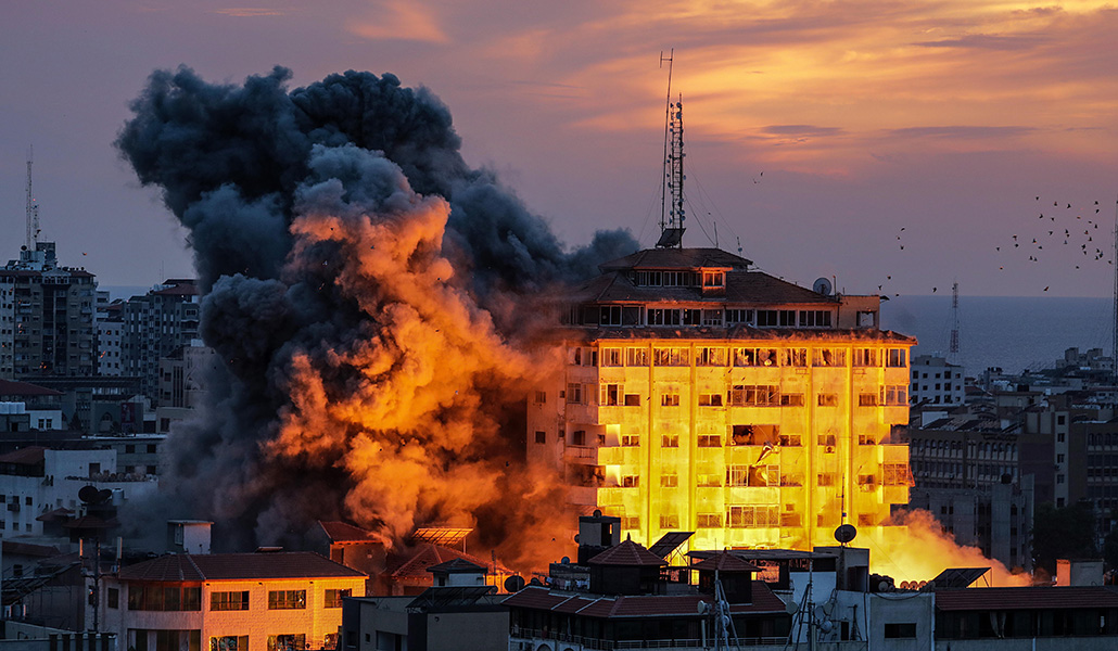 Edificio atacado en Gaza