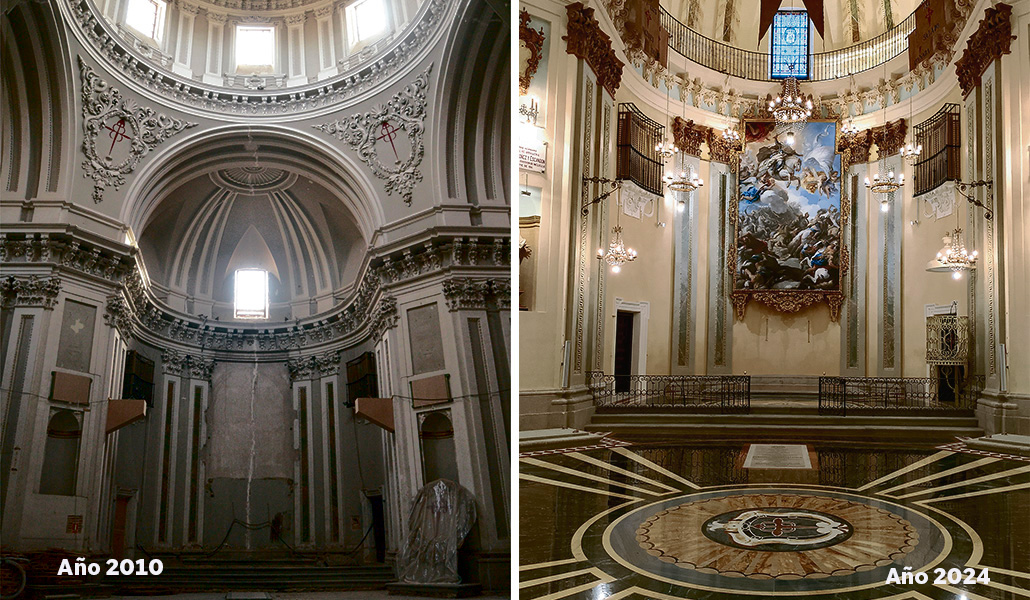 El antes y el después de la iglesia de Santiago el Mayor, que es bien de interés cultural