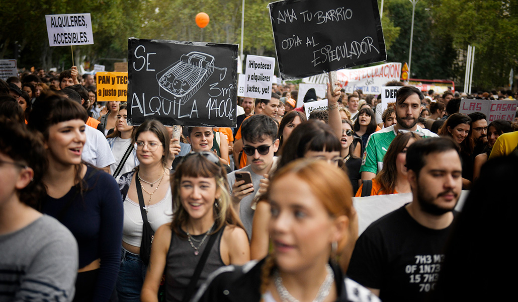 39 colectivos se manifestaron el 13 de octubre en Madrid pidiendo una bajada en el precio de los alquileres