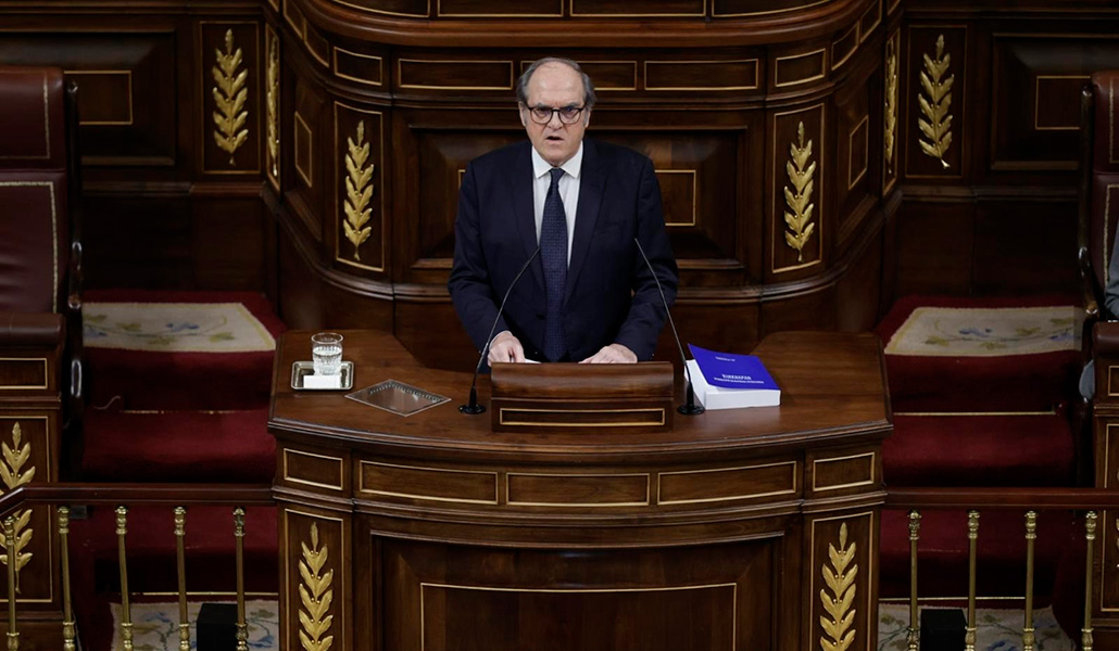 Ángel Gabilondo, Defensor del Pueblo, en el Congreso de los Diputados durante la presentación del informe sobre abusos sexuales en la Iglesia católica