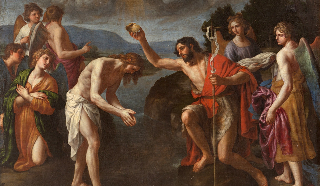 'El Bautismo de Cristo', Alessandro Turchi. Después de 1630. Museo Nacional del Prado