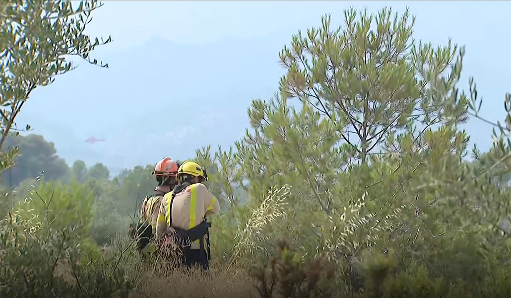 Bomberos en las inmediaciones del incendio