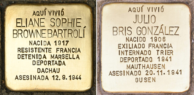 Stolpersteine de Éliane Sophie Plewman y Julio Bris