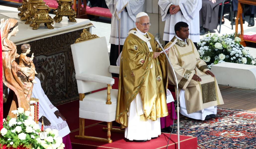 El Papa León XIV durante la ceremonia de canonización