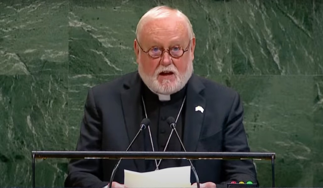 El arzobispo Gallagher durante su discurso.